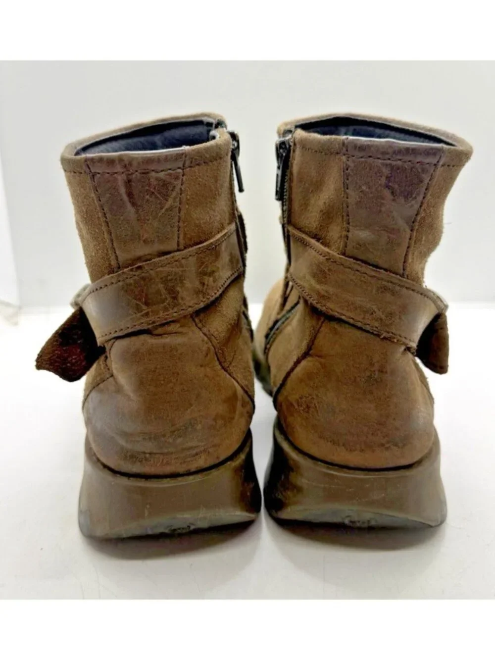 Fly London Sake Fly Ankle Women's Boots Booties Brown Suede Strap Sz EU 39 US 8